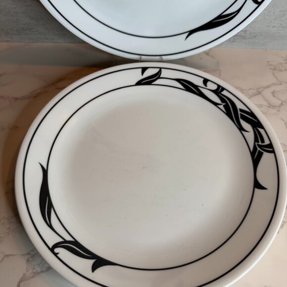 Corelle “Lyrics” Dinner Plates – Set of 3 – 10.25” Black Leaves on White - Picture 4 of 5